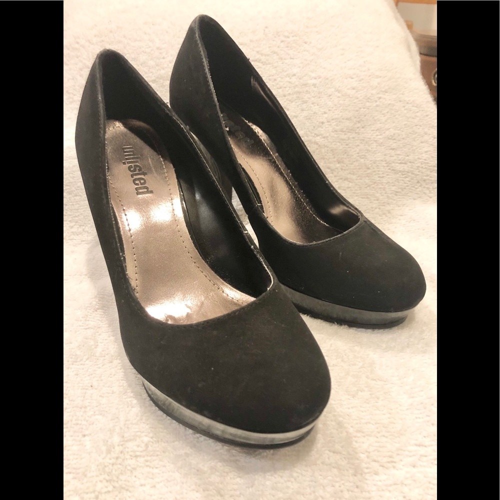 Unlisted black micro suede platform heels